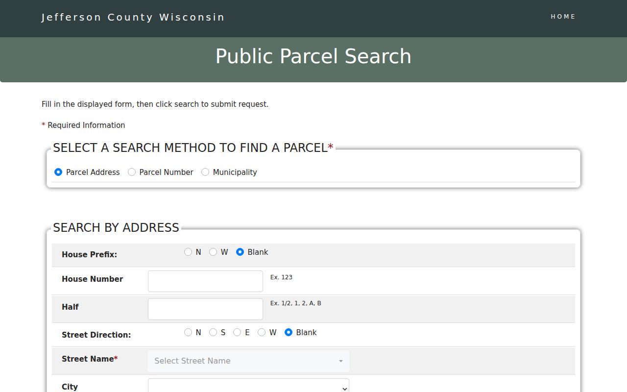 Jefferson County parcel search for Watertown owner and address records
