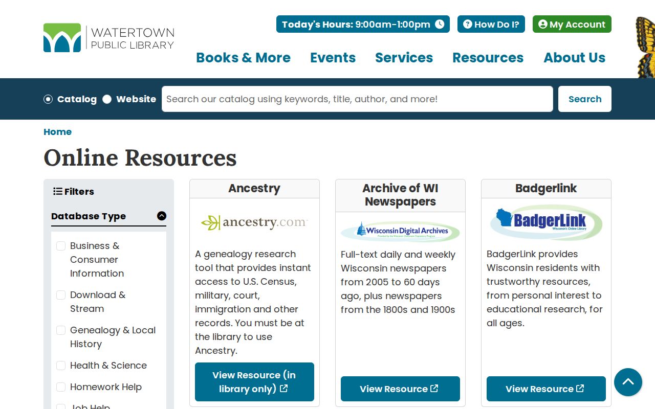 Watertown Public Library online genealogy and newspaper resources