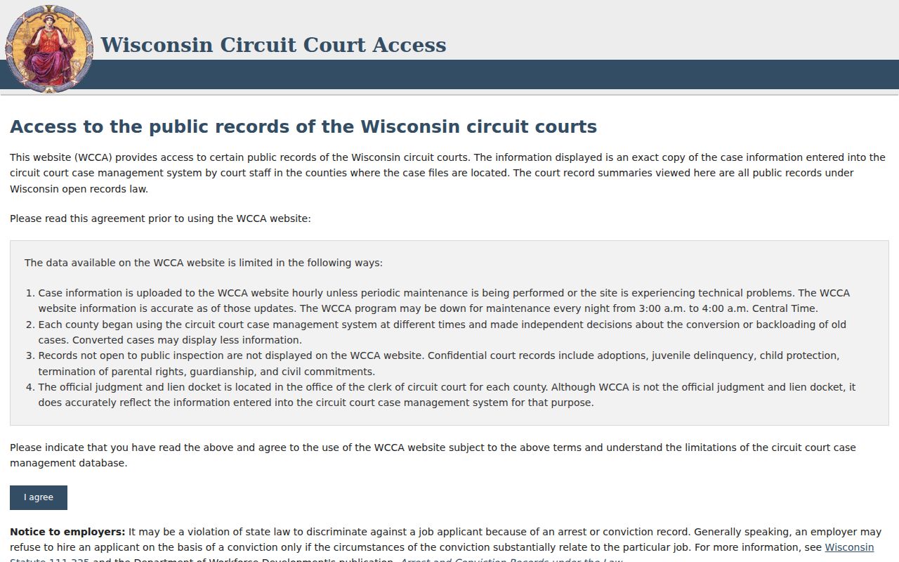 Wisconsin Circuit Court Access portal used for Watertown resident name searches